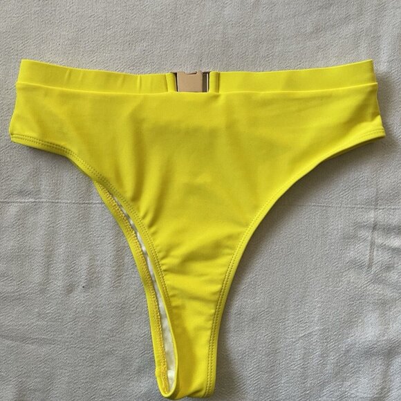 Yellow Tank Top Buckle Strap Bikini Sets Never Worn Size Large - Picture 2 of 7